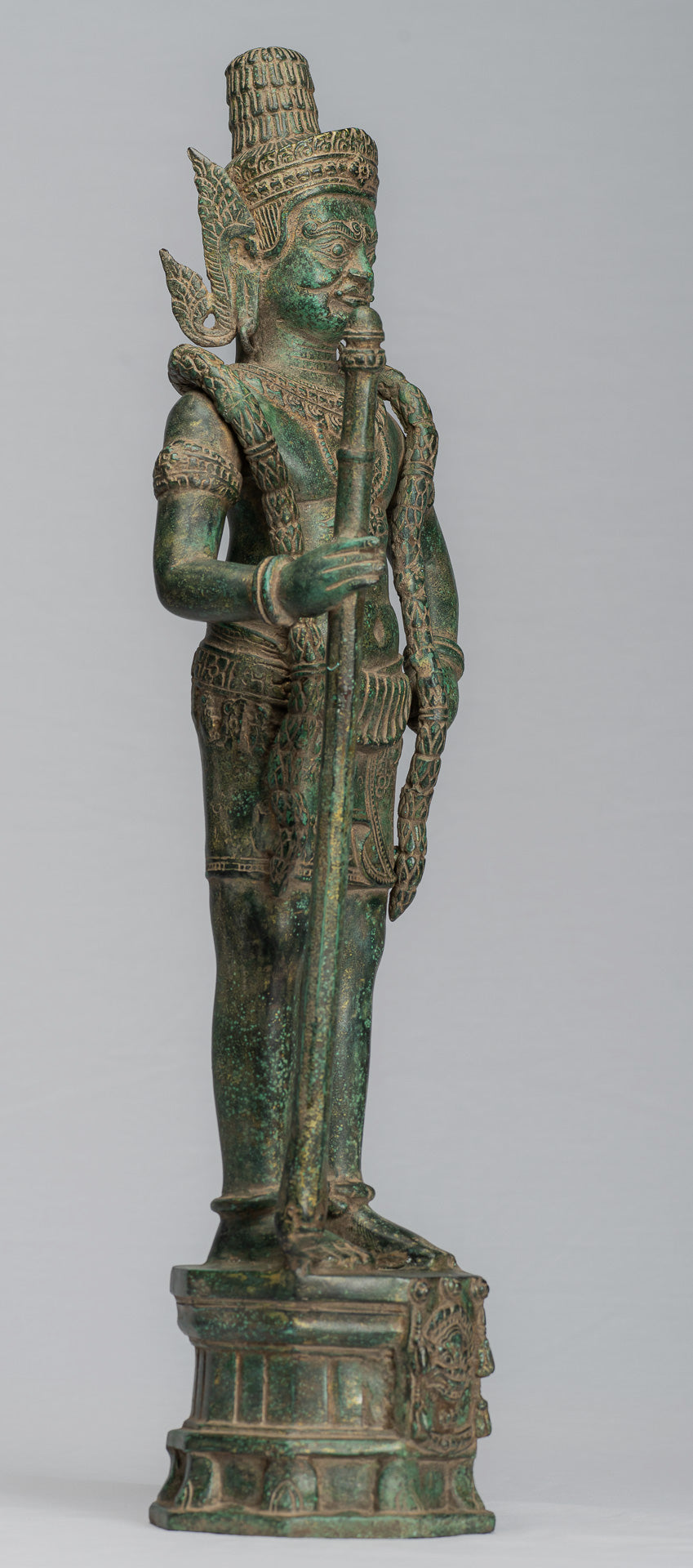 Wächterstatue – Antiker Khmer-Bronze-Koh-Ker-Stil, Yaksha-Tempelwächter – 56 cm