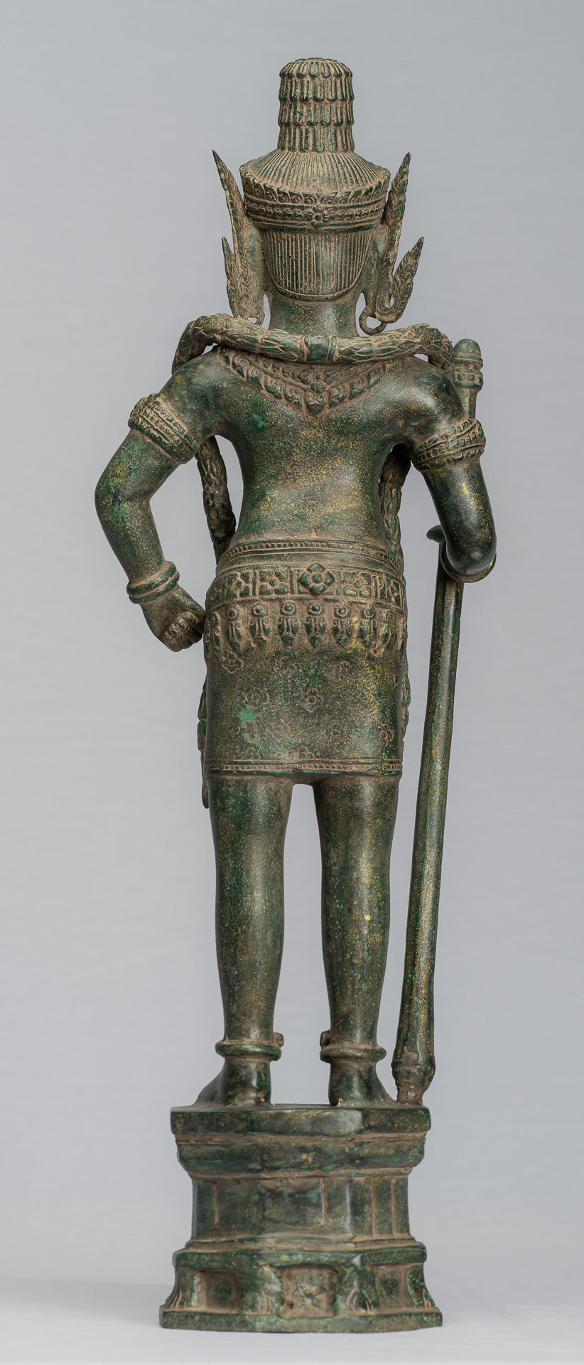 Wächterstatue – Antiker Khmer-Bronze-Koh-Ker-Stil, Yaksha-Tempelwächter – 56 cm