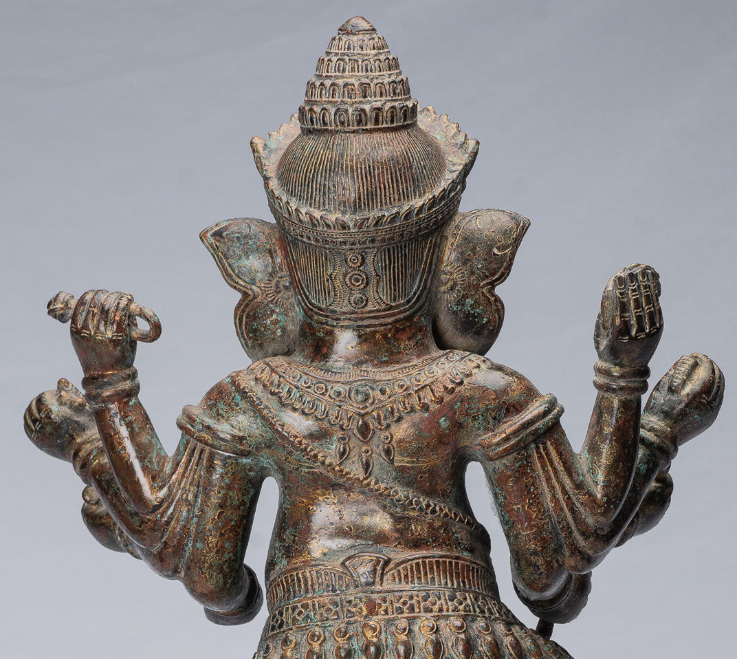 Statue Ganesha - Statua di Ganesh in bronzo di bronzo in stile khmer - 61 cm/24 "