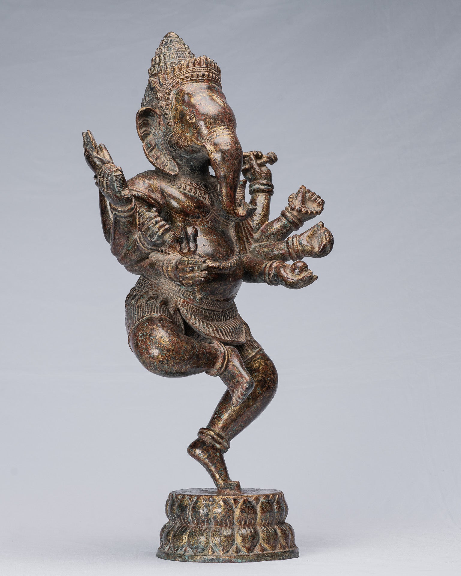 Statue Ganesha - Statua di Ganesh in bronzo di bronzo in stile khmer - 61 cm/24 "