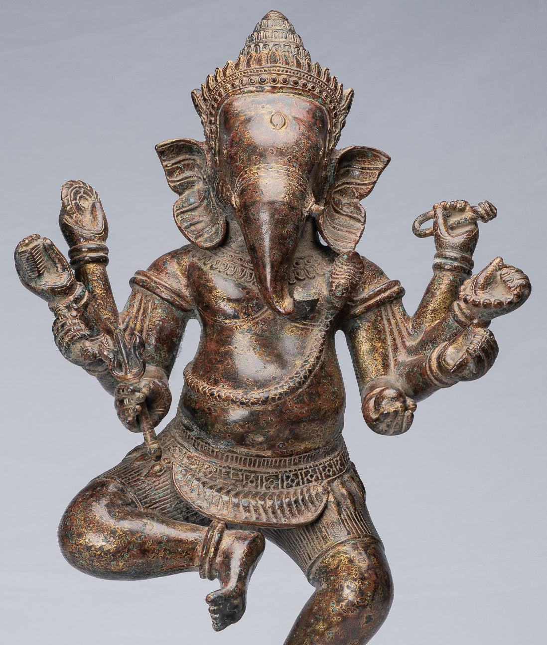 Statue Ganesha - Statua di Ganesh in bronzo di bronzo in stile khmer - 61 cm/24 "