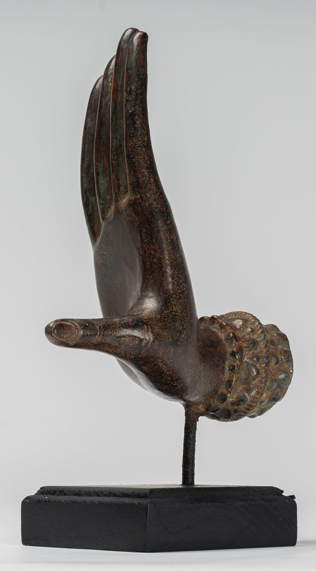 Antique Thai Style Southeast Asia Mounted Bronze Protection Thai Hand - 27cm/11"