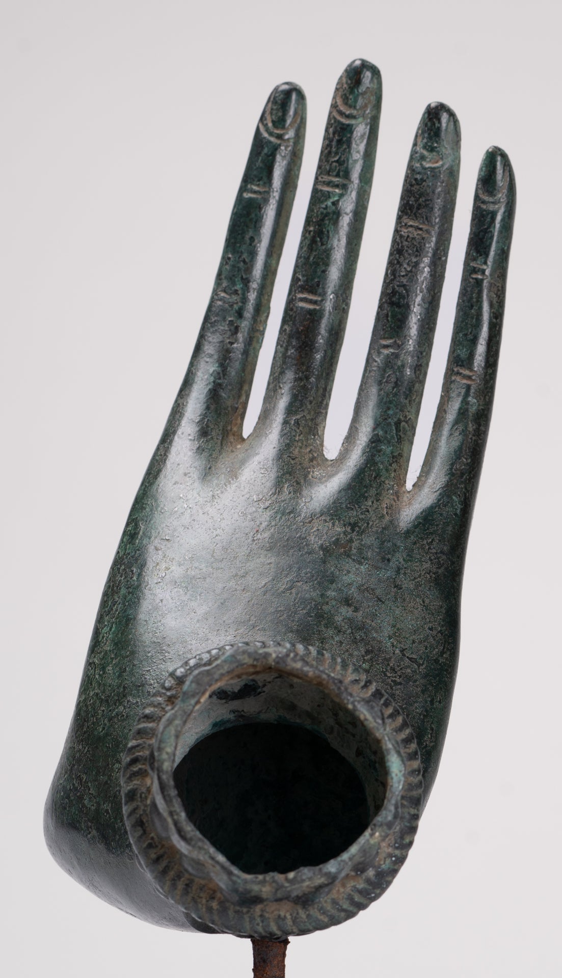 Antique Thai Style Southeast Asia Mounted Bronze Protection Thai Hand - 27cm/11"