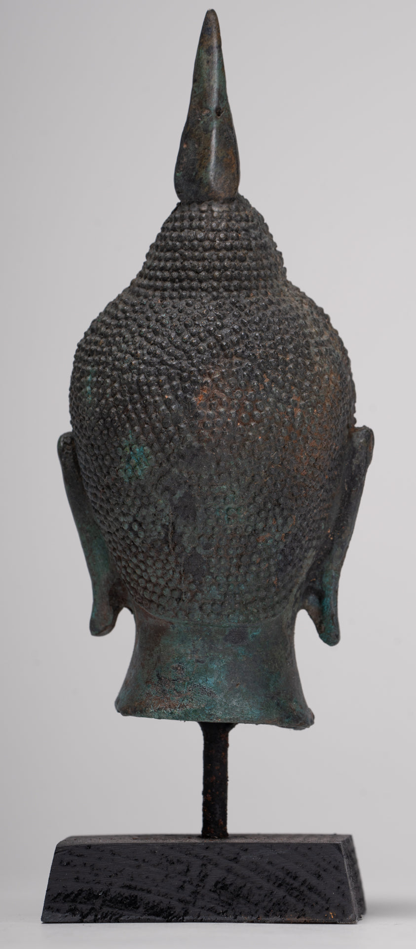 Buddha Head - Antique Thai Style Sukhothai Mounted Bronze Buddha Head - 22.5cm/9"