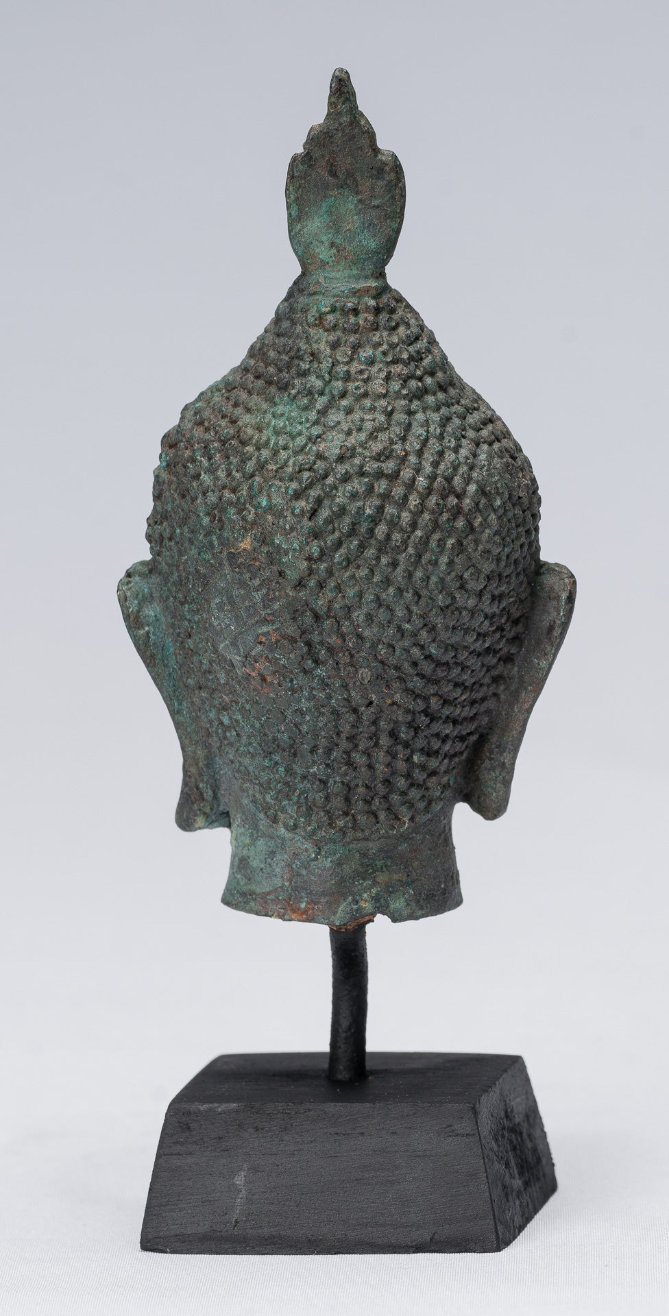 Buddha Head - Antique Thai Style Sukhothai Mounted Bronze Buddha Head - 17cm/7"