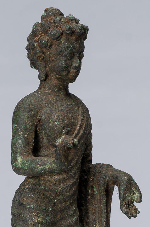 Statua Buddha - Antique stile indonesiano in piedi bronzo giavanese insegnamento Buddha - 25 cm/10 "