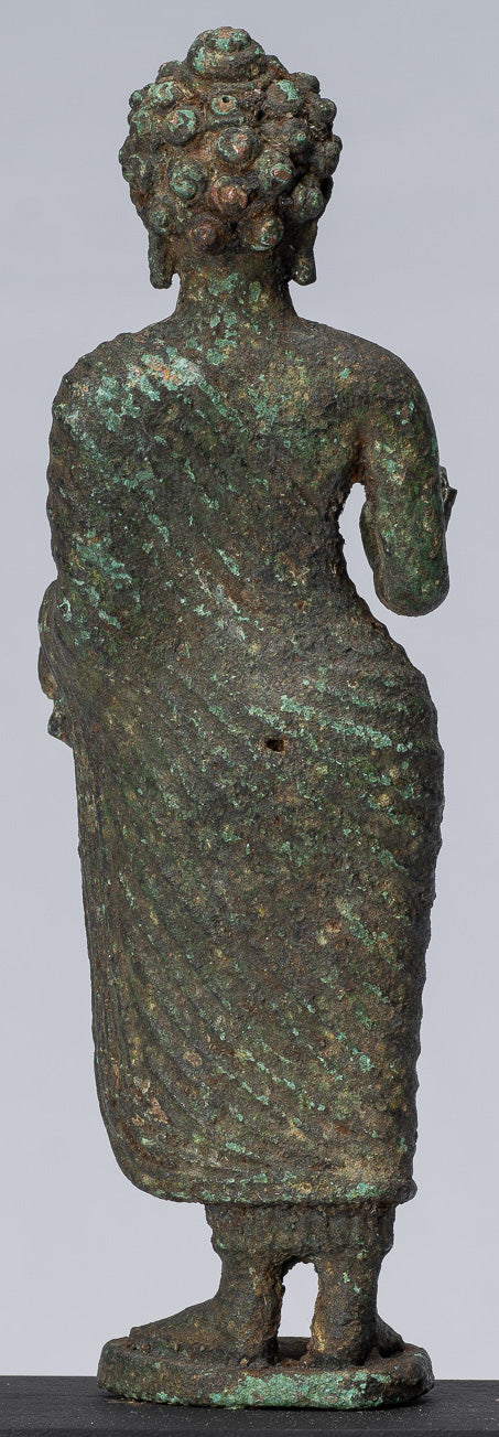 Statua Buddha - Antique stile indonesiano in piedi bronzo giavanese insegnamento Buddha - 25 cm/10 "