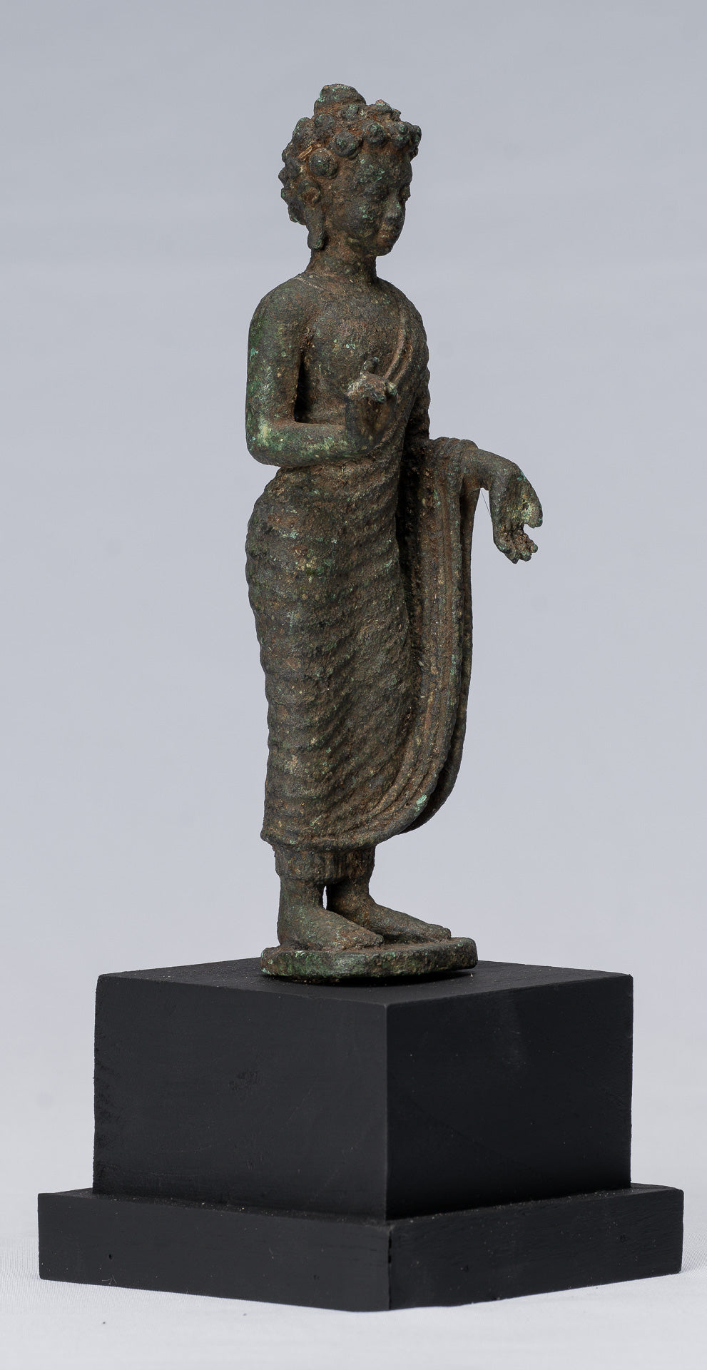 Statua Buddha - Antique stile indonesiano in piedi bronzo giavanese insegnamento Buddha - 25 cm/10 "