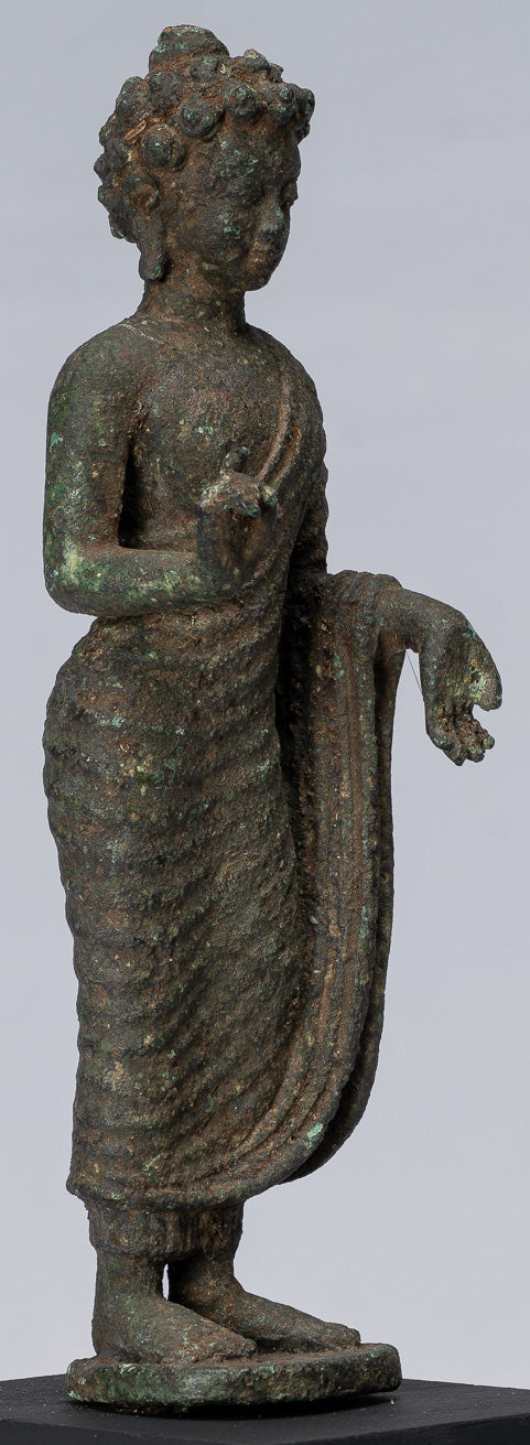 Statua Buddha - Antique stile indonesiano in piedi bronzo giavanese insegnamento Buddha - 25 cm/10 "