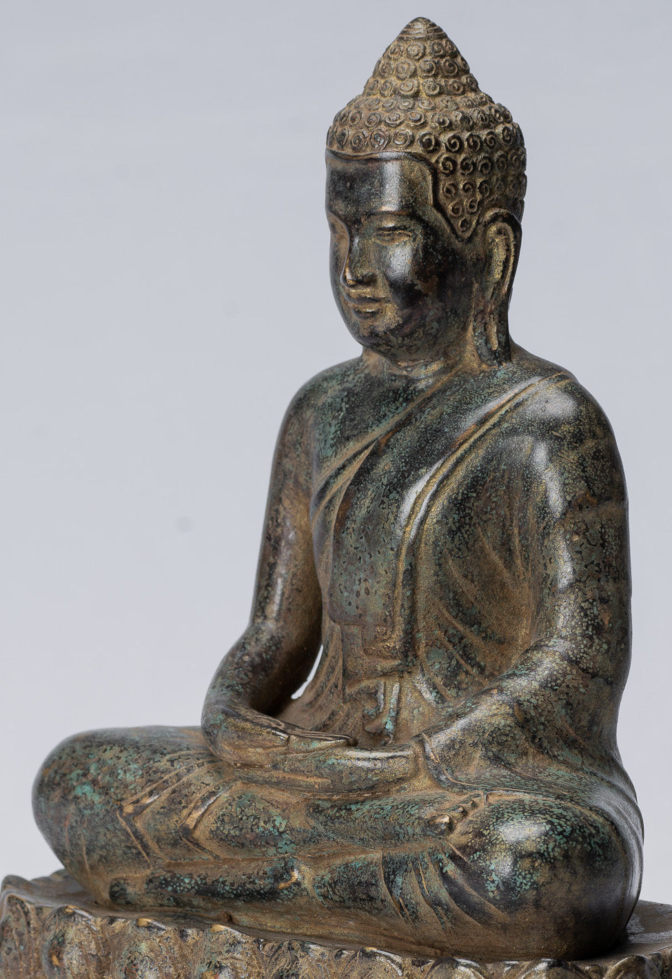 Estatua de Buda - Buda - Estatua de Buda de Meditación de Bronce Sentada de estilo jemer de estilo jemer - 25 cm/10 "