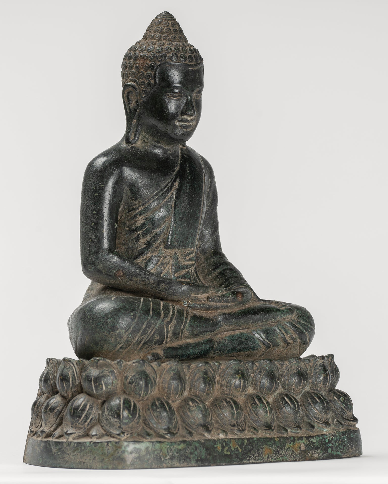 Buddha Statue - Buddha - Antique Khmer Style Seated Bronze Meditation Buddha Statue - 25cm/10"