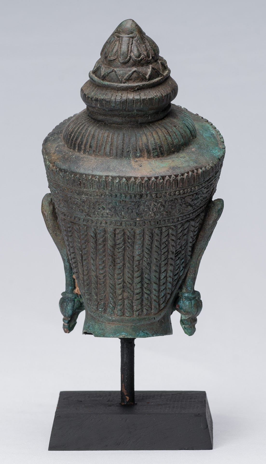 Testa di Buddha - Antique Thai Thai Style Lopburi Bronzo Montaggio Buddha Head - 25 cm/10 "