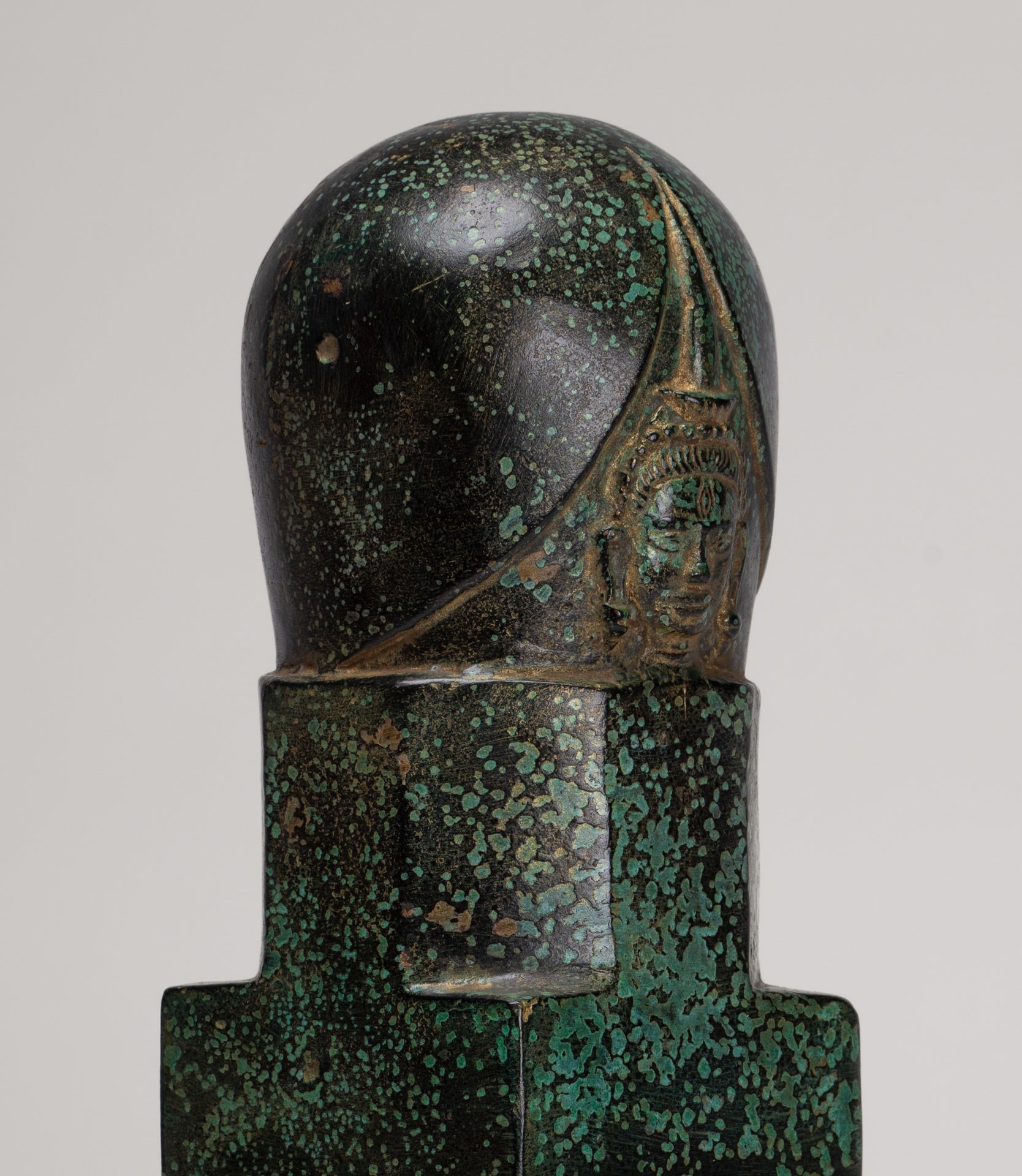 Linga Statue - Antique Khmer Style Bronze Linga / Lingnum & Yoni - 26cm/10"