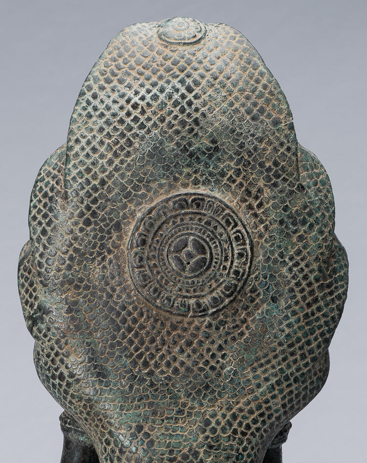 Buddha Statue-Antike Bayon Style Khmer Seated Bronze Naga Meditation Buddha-57cm/23 "