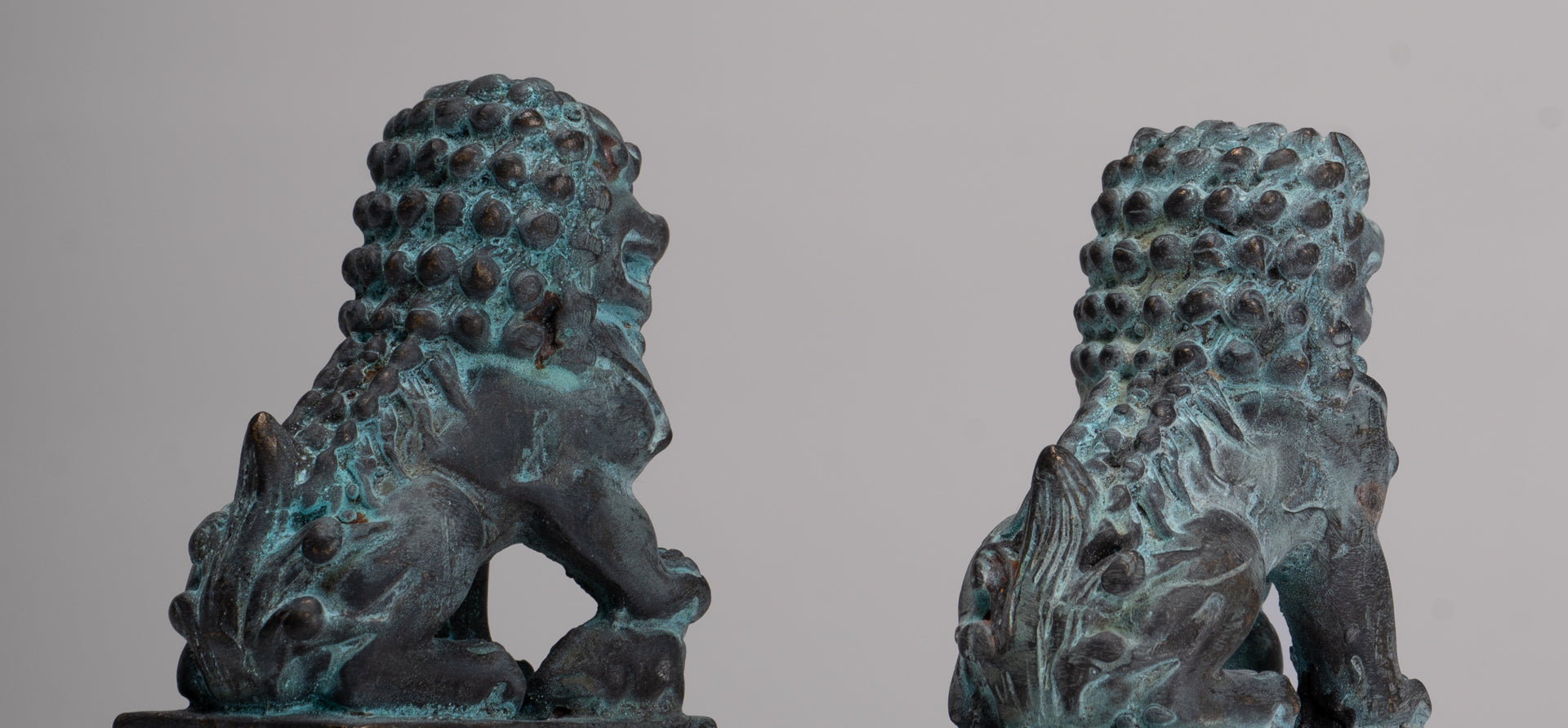 Antique Chinese Style Temple Guardian Lions Shishi Lions Foo Dogs Imperial Lions (Pair) - 10.5cm/4"