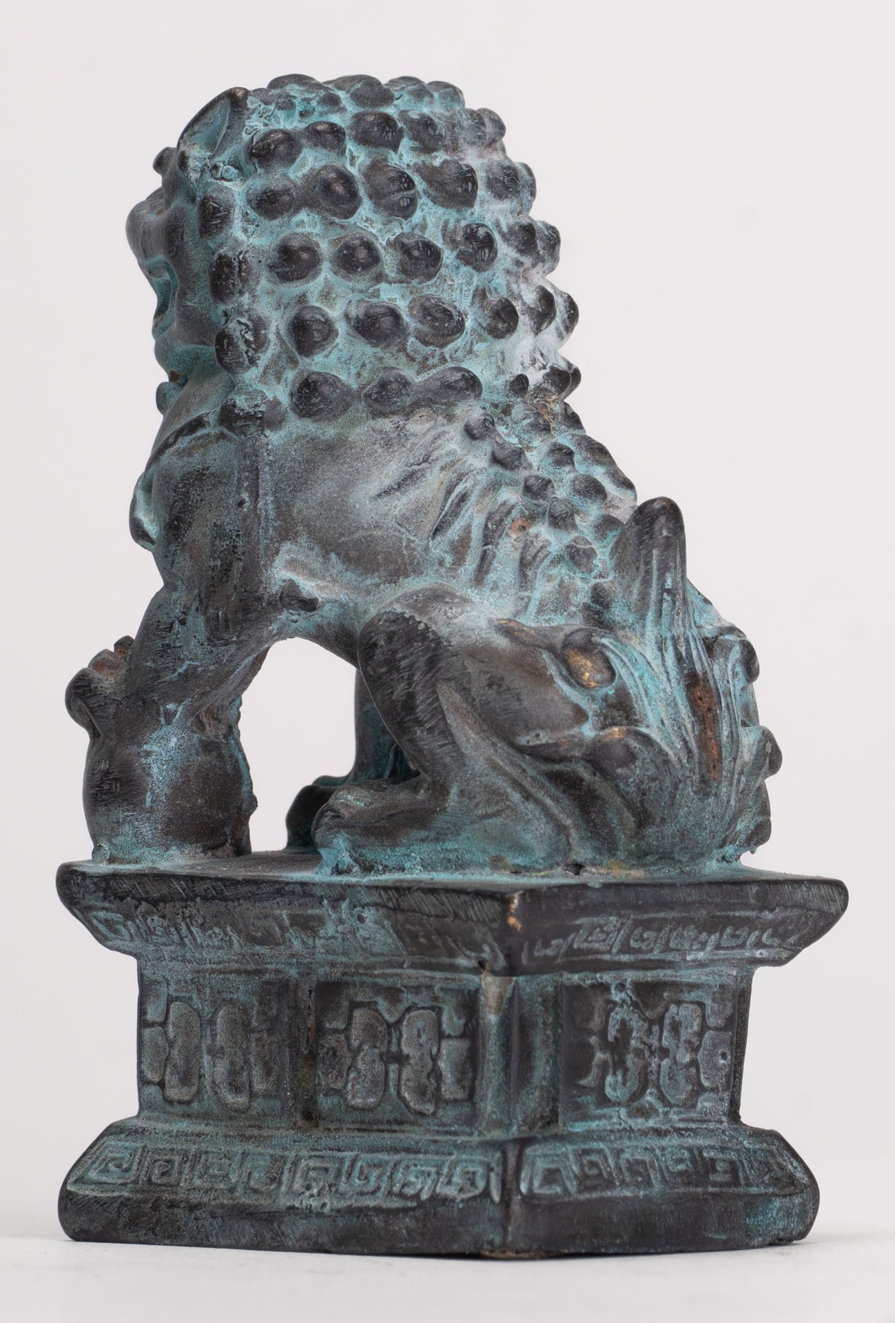 Antique Chinese Style Temple Guardian Lions Shishi Lions Foo Dogs Imperial Lions (Pair) - 10.5cm/4"
