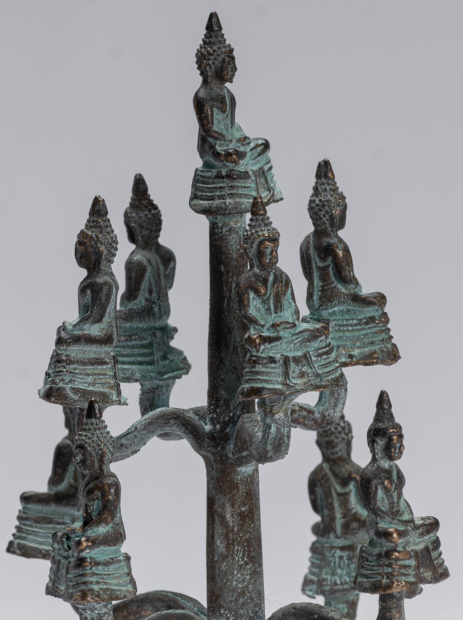 Sculpture de Bouddha – Statues de Bouddha de méditation assises en bronze de style thaïlandais antique – 14 cm