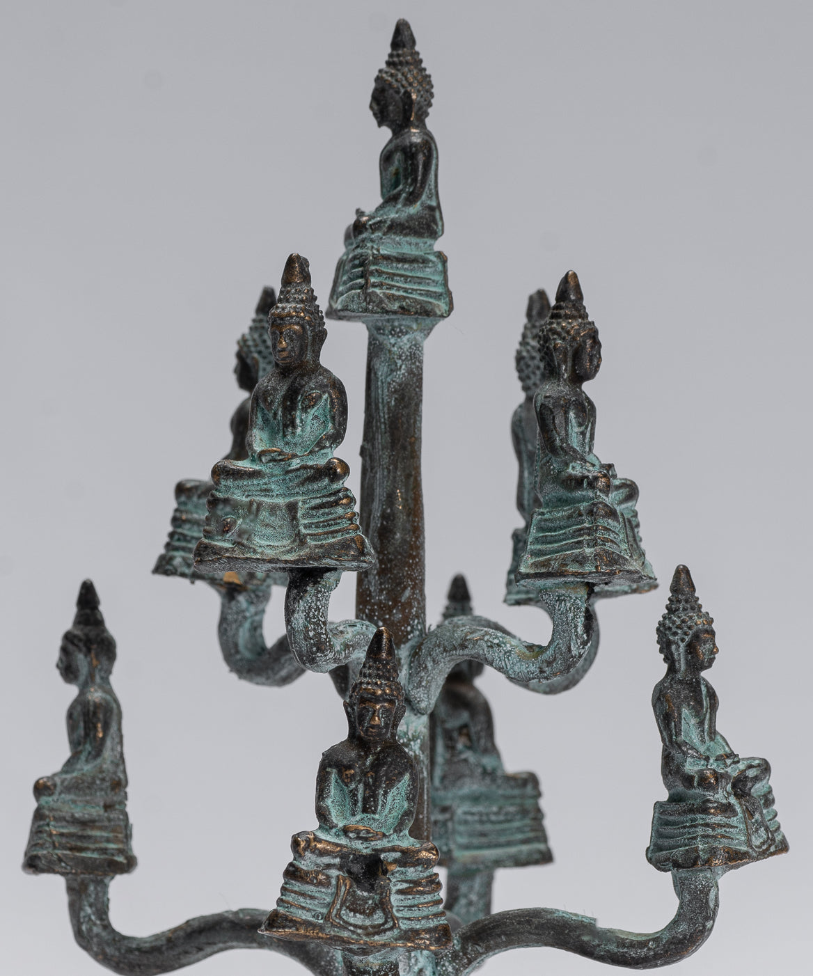Sculpture de Bouddha – Statues de Bouddha de méditation assises en bronze de style thaïlandais antique – 14 cm
