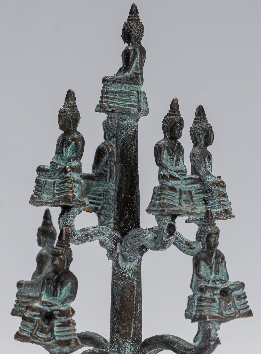 Sculpture de Bouddha – Statues de Bouddha de méditation assises en bronze de style thaïlandais antique – 14 cm