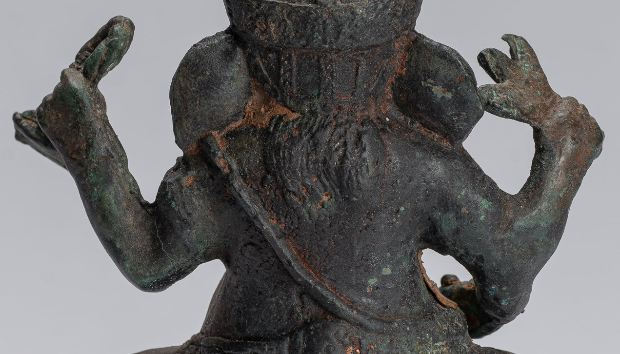 Statue Ganesha - Statua Ganesh in stile antico Khmer in stile Khmer - 14 cm/6 "