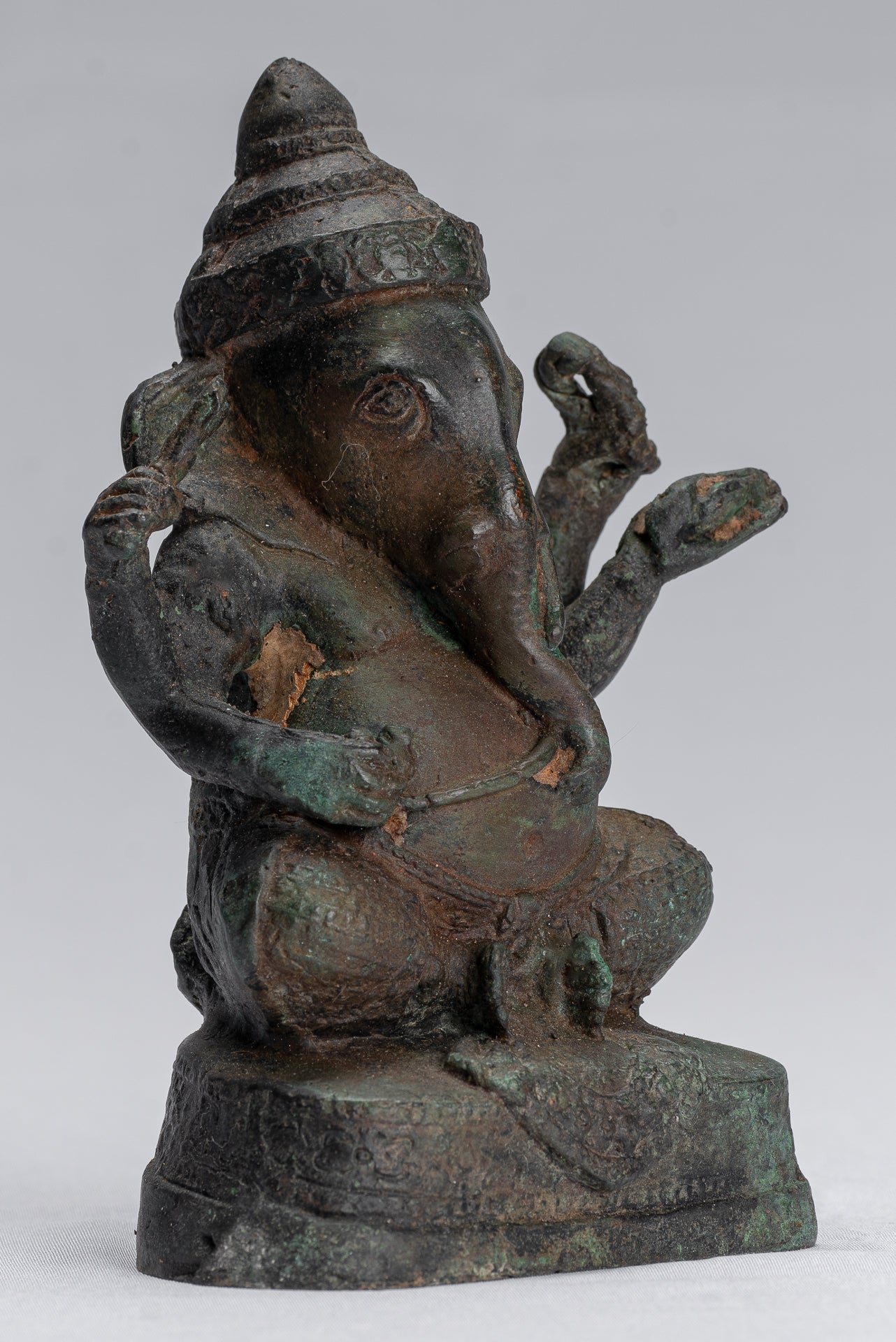 Statue Ganesha - Statua Ganesh in stile antico Khmer in stile Khmer - 14 cm/6 "