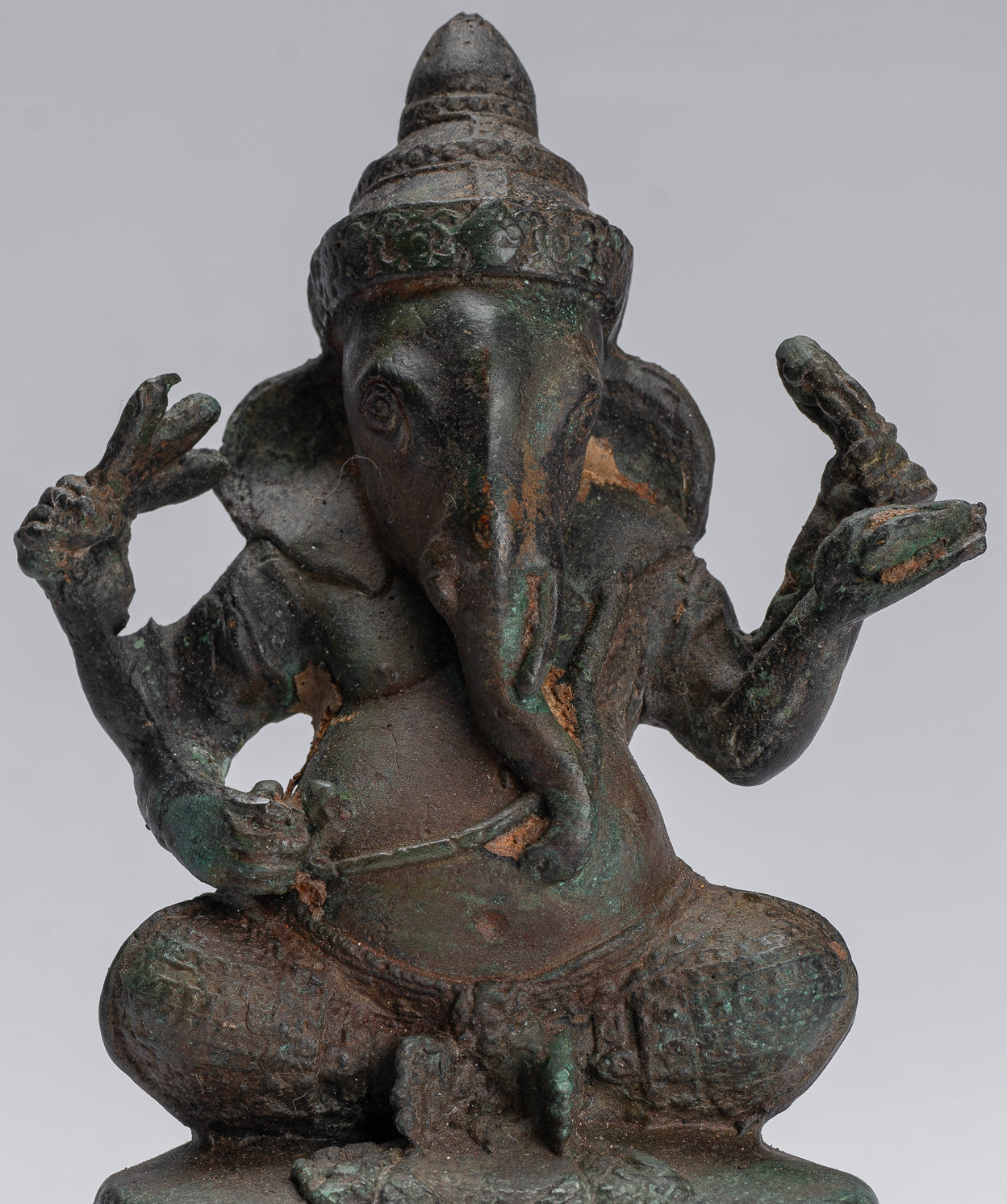 Statue Ganesha - Statua Ganesh in stile antico Khmer in stile Khmer - 14 cm/6 "