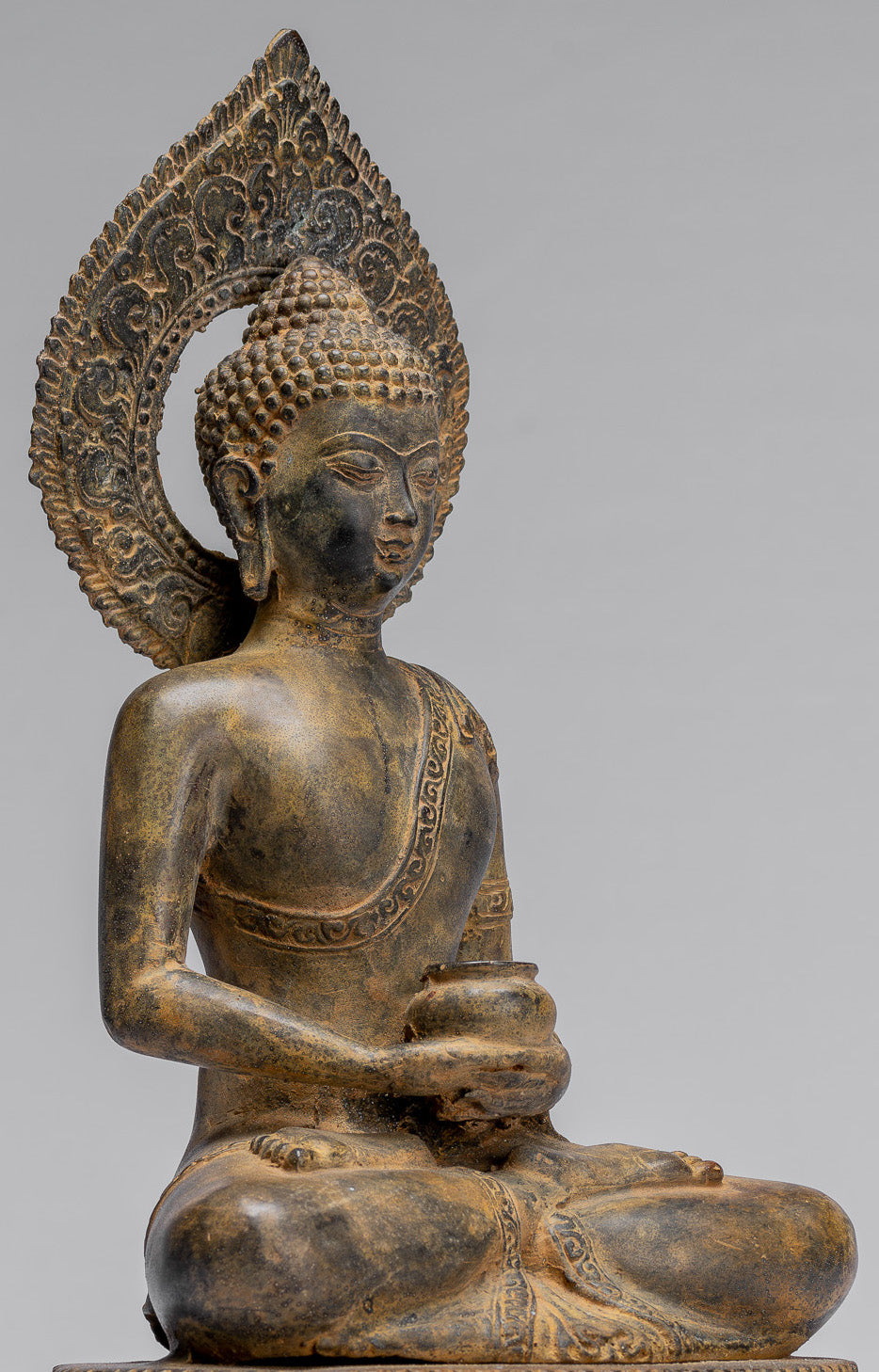  Buddha Statue-Antike Indonesische Stil Bronze Javanisch Amitabha Buddha Statue-32cm/13 "