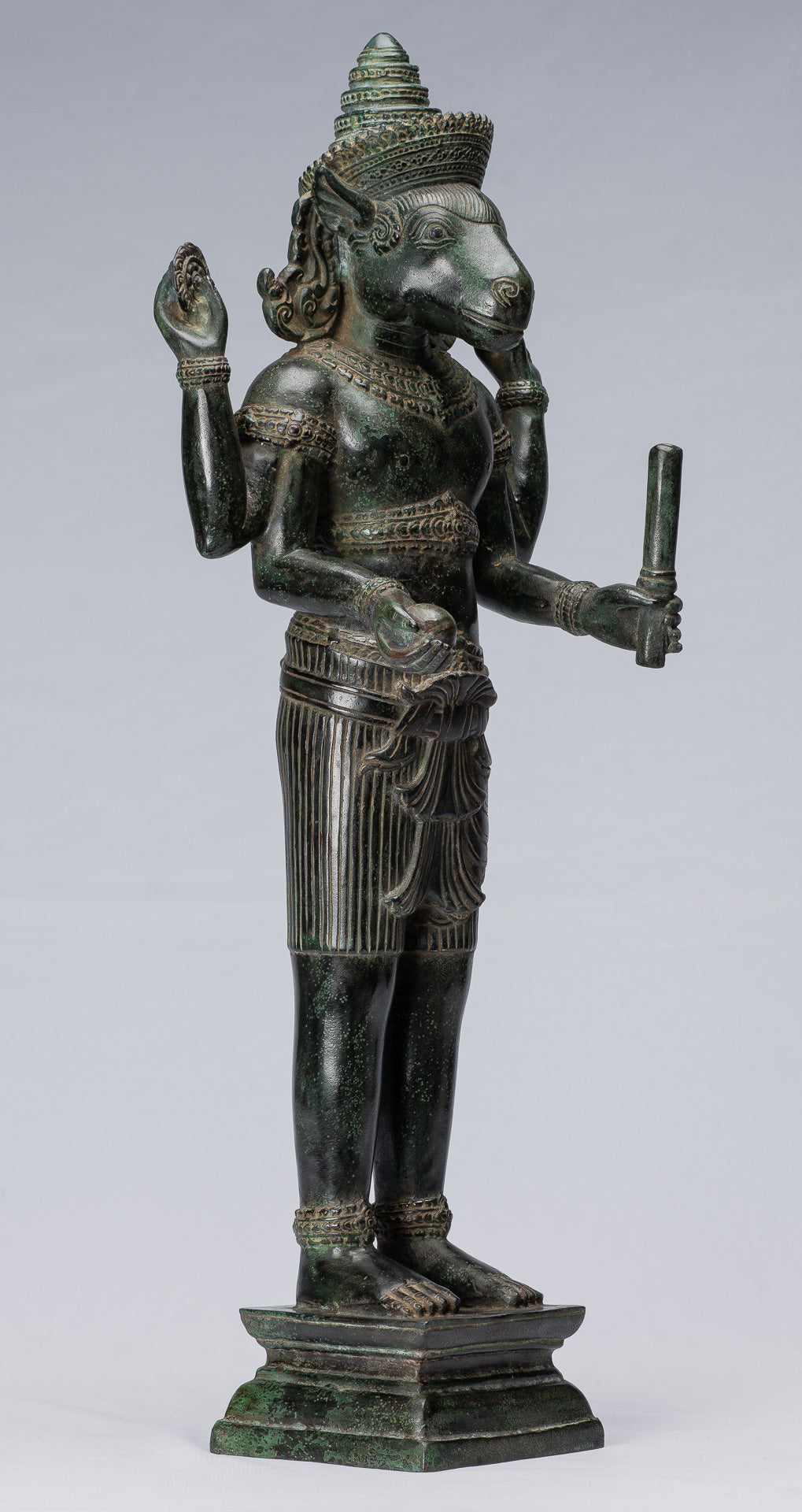 Kalkin Statue - Antique Khmer Style Standing Bronze Hayagriva Kalkin Horse of Vishnu - 55cm/22"