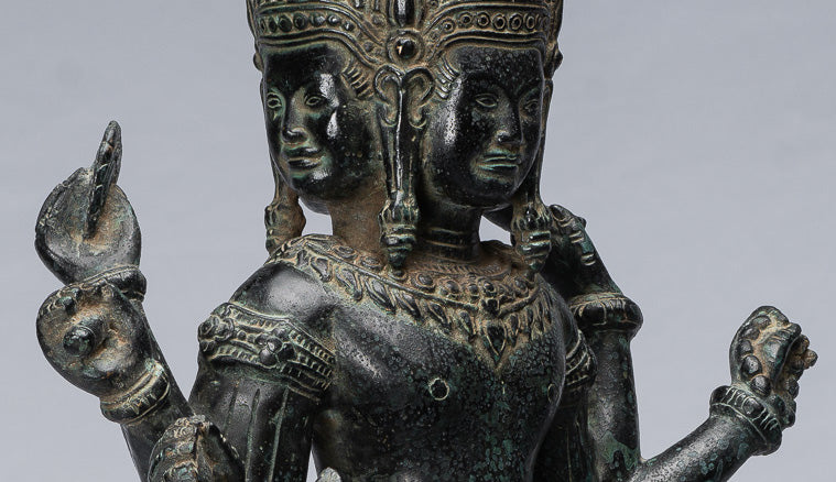 Antique Khmer Style Bronze Koh Ker in piedi Lokeshvara Statua - 53cm/21 "