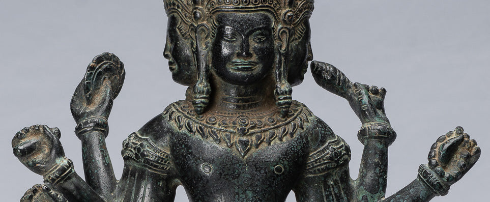 Antique Khmer Style Bronze Koh Ker in piedi Lokeshvara Statua - 53cm/21 "