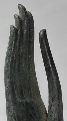 Mounted Antique Thai Style Southeast Asia Bronze Thai Protection Hand - 35cm/14"