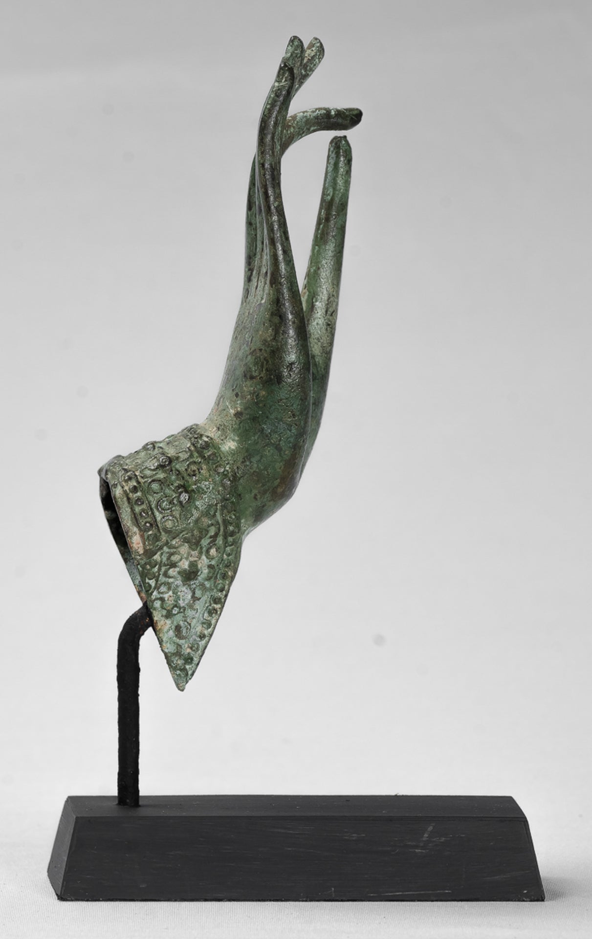 Mounted Antique Thai Style Southeast Asia Bronze Thai Teaching Hand - 23cm/9"