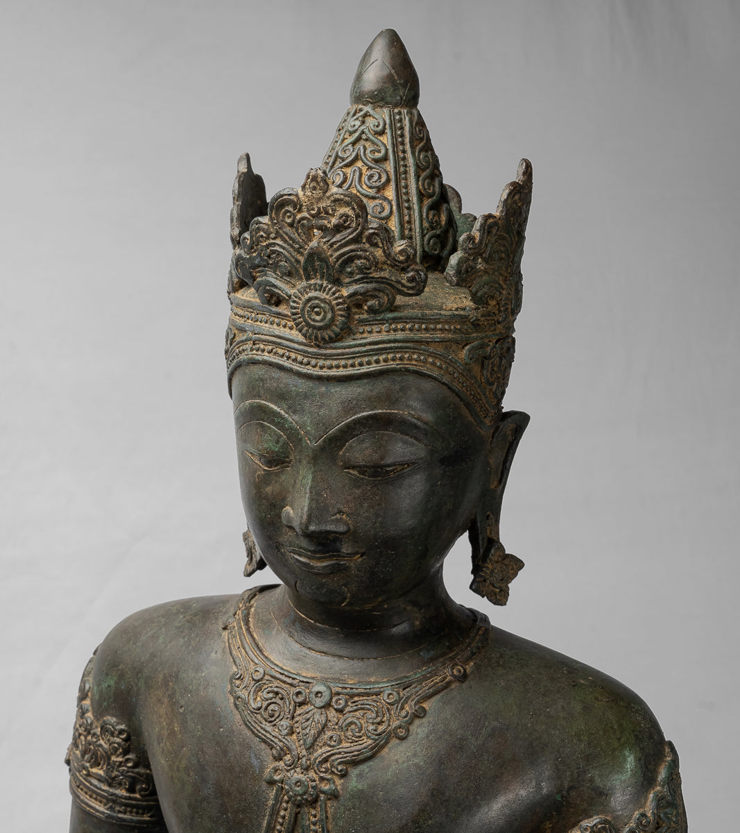 Buddha-Statue – Königliche Lehr-Buddha-Statue im antiken Chiang-Saen-Stil – 87 cm/35 Zoll