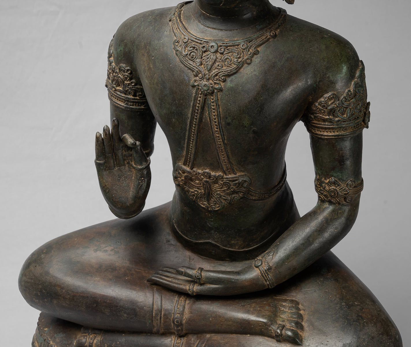 Buddha-Statue – Königliche Lehr-Buddha-Statue im antiken Chiang-Saen-Stil – 87 cm/35 Zoll