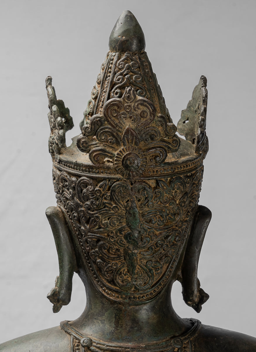 Buddha-Statue – Königliche Lehr-Buddha-Statue im antiken Chiang-Saen-Stil – 87 cm/35 Zoll