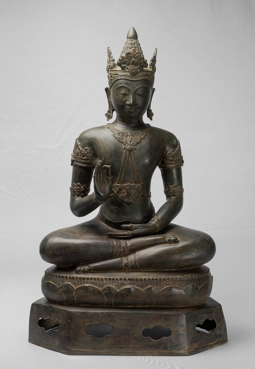 Buddha-Statue – Königliche Lehr-Buddha-Statue im antiken Chiang-Saen-Stil – 87 cm/35 Zoll