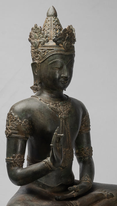 Buddha-Statue – Königliche Lehr-Buddha-Statue im antiken Chiang-Saen-Stil – 87 cm/35 Zoll