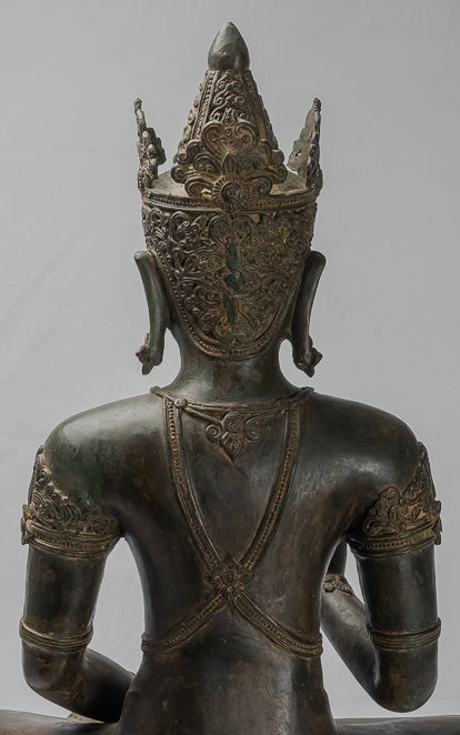 Buddha-Statue – Königliche Lehr-Buddha-Statue im antiken Chiang-Saen-Stil – 87 cm/35 Zoll