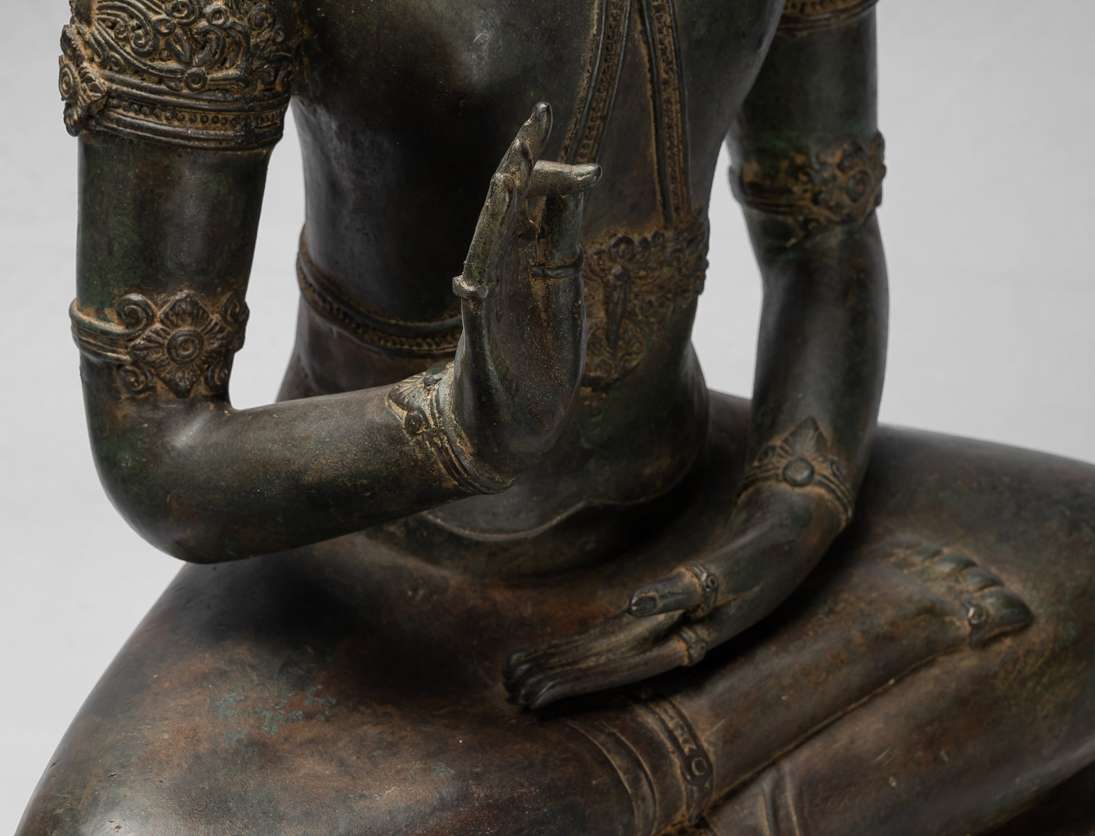 Buddha-Statue – Königliche Lehr-Buddha-Statue im antiken Chiang-Saen-Stil – 87 cm/35 Zoll