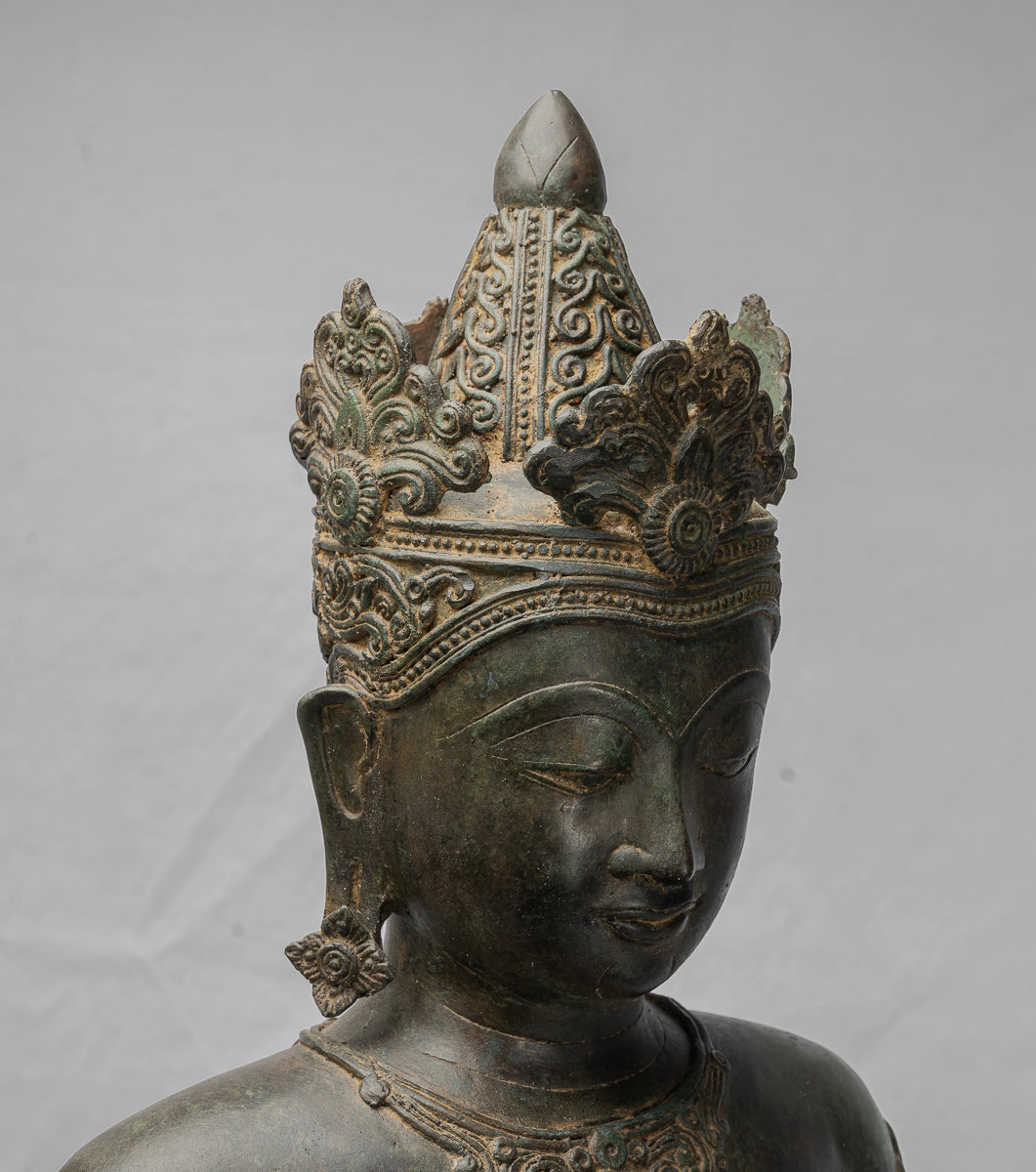Buddha-Statue – Königliche Lehr-Buddha-Statue im antiken Chiang-Saen-Stil – 87 cm/35 Zoll
