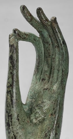 Mounted Antique Thai Style Southeast Asia Bronze Thai Teaching Hand - 23cm/9"