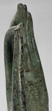 Mounted Antique Thai Style Southeast Asia Bronze Thai Teaching Hand - 23cm/9"