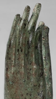 Mounted Antique Thai Style Southeast Asia Bronze Thai Teaching Hand - 23cm/9"