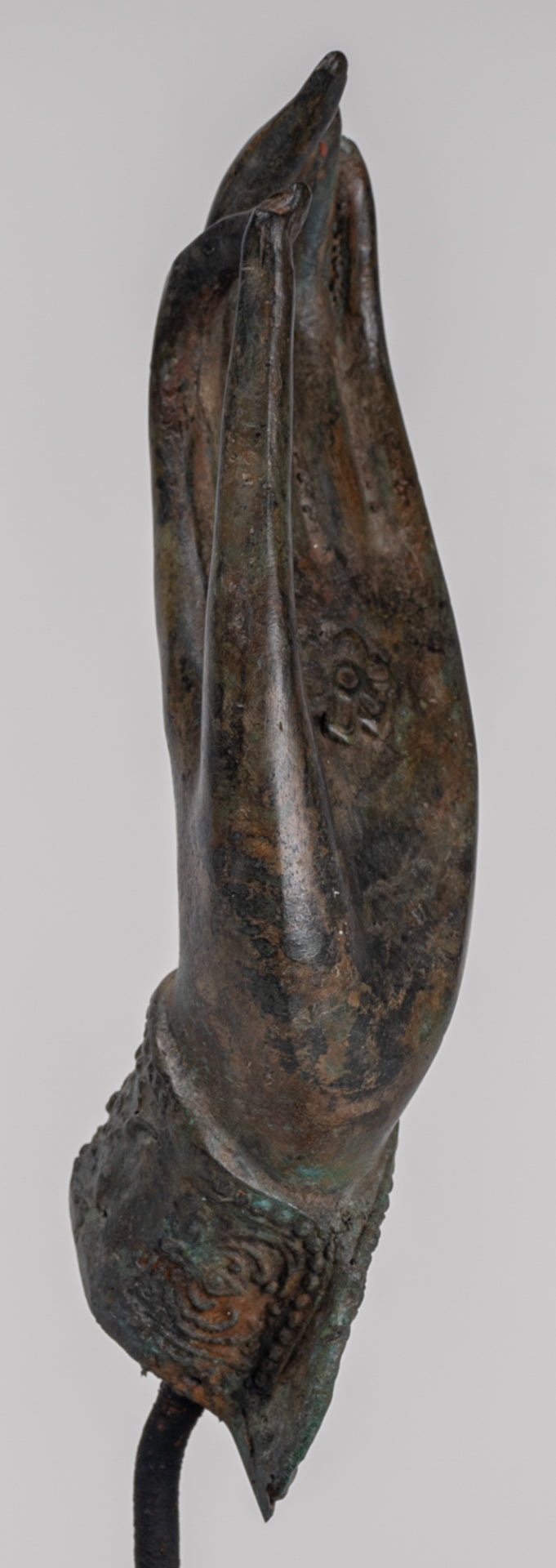 Mounted Antique Thai Style Southeast Asia Bronze Thai Teaching Hand - 24cm/10"