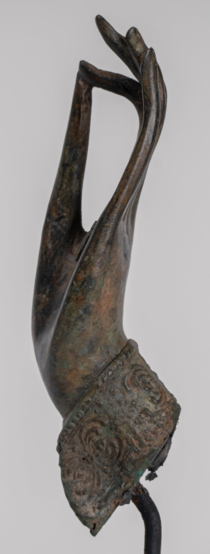 Mounted Antique Thai Style Southeast Asia Bronze Thai Teaching Hand - 24cm/10"