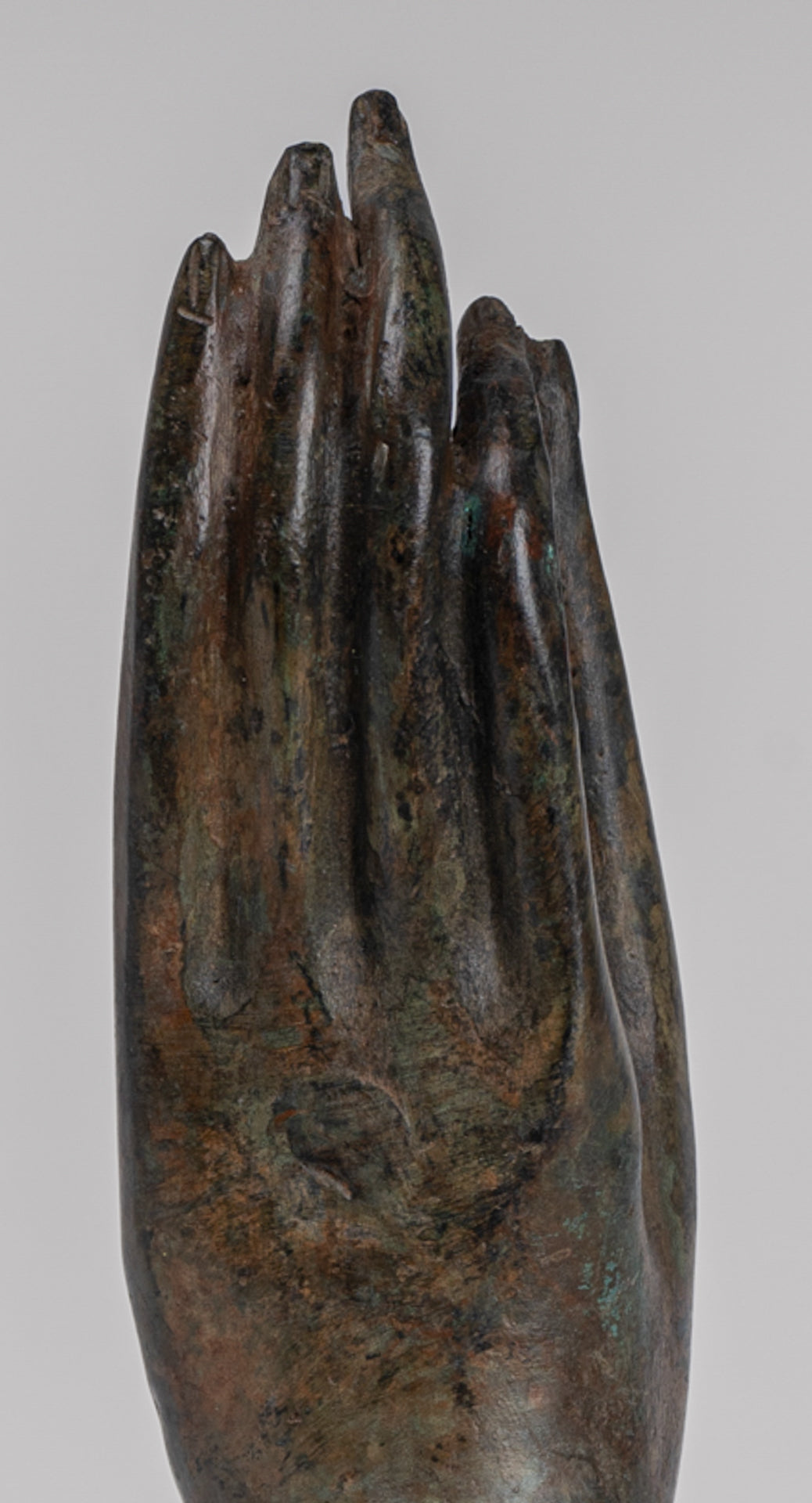 Mounted Antique Thai Style Southeast Asia Bronze Thai Teaching Hand - 24cm/10"