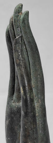 Mounted Antique Thai Style Southeast Asia Bronze Thai Protection Hand - 32cm/13"