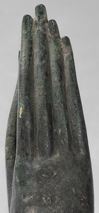 Mounted Antique Thai Style Southeast Asia Bronze Thai Protection Hand - 32cm/13"