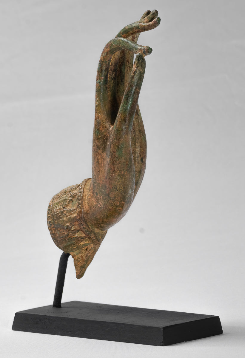 Main d'enseignement thaïlandaise en bronze d'Asie du Sud-Est de style thaïlandais antique montée - 30 cm/13"