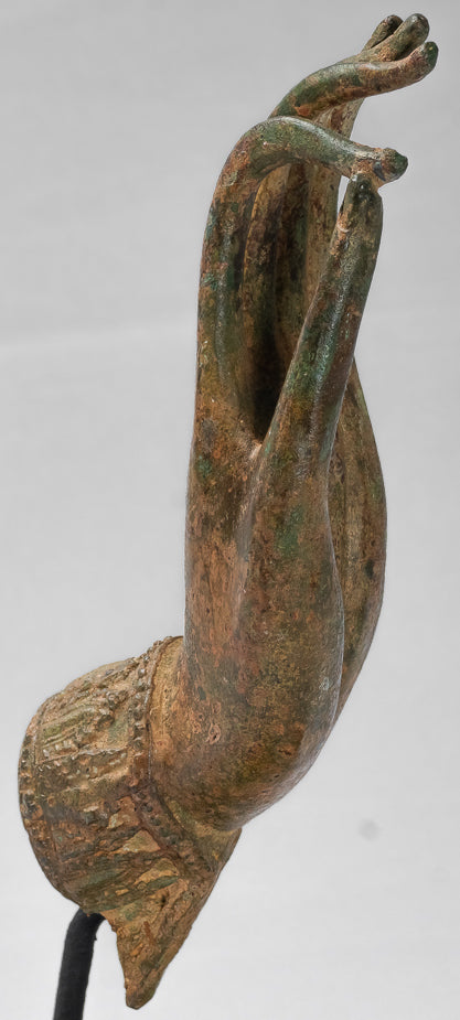 Main d'enseignement thaïlandaise en bronze d'Asie du Sud-Est de style thaïlandais antique montée - 30 cm/13"